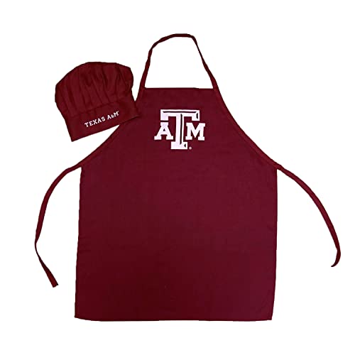 Texas A&M NCAA Chef Hat and Apron Set - Unisex, Full Color Logo