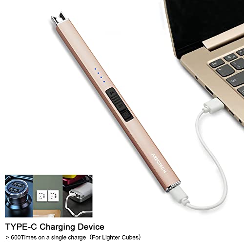 Rechargeable Plasma Arc Candle Lighter with Type-C Cable - Gold