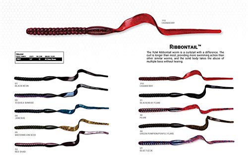 Curly-Tail Ribbontail Worm Fishing Lure - 7.5" Junebug