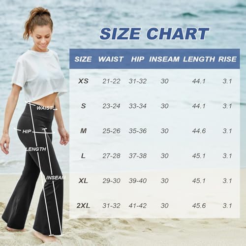 YOLIX High Waist Flare Leggings for Women with Pockets, Black, XL