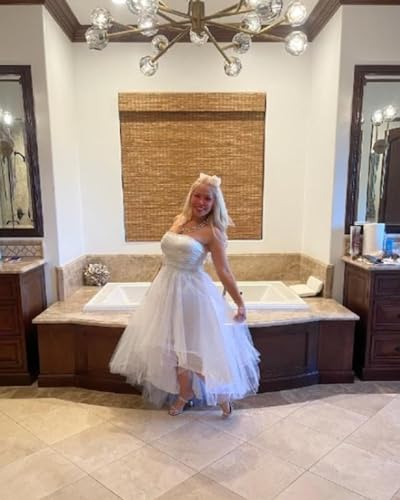 White One Size High Low Tulle Skirt for Women Wedding Party Prom ROSE IN THE BOX