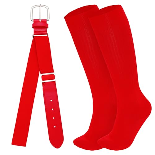 Youth Baseball Socks and Belt Combo Set - Red