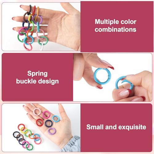 51Pcs Colorful Round Spring O Rings - Key Ring Clips, 17 Colors