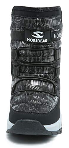 GUBARUN Big Kid Snow Boots Waterproof Winter Shoes - Black, Size 4