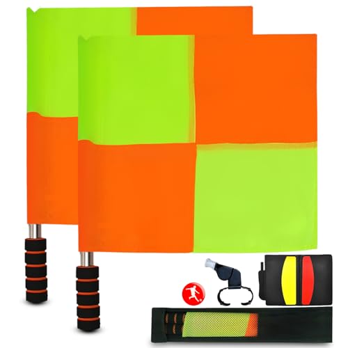 Complete Soccer Referee Kit - Flags, Cards, Whistle & Notebook - Yellow