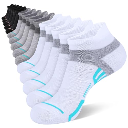 Shnn 15 Pairs Women's Ankle Socks - Breathable Casual Low Cut Socks with Heel Tab, White/Black/Gray, Size 6-10