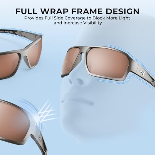 Polarized Fishing Sunglasses - Gloss Metallic Gun Frame, Copper-Silver Mirror