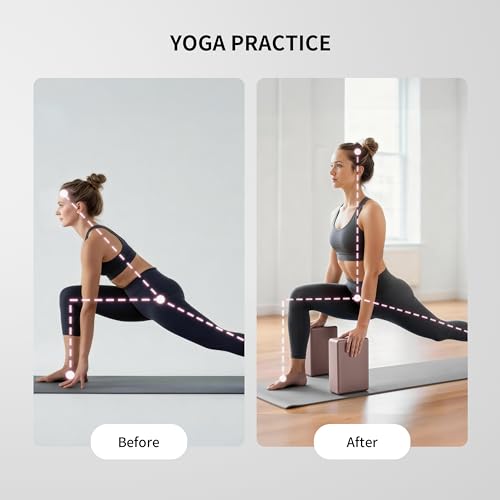 Yoga Blocks 2 Pack - High Density EVA Foam - Smoky Pink
