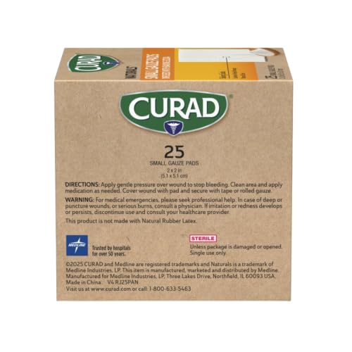 Small Gauze Pads with Baking Soda for Wound Care - 2" x 2" - 25 Count