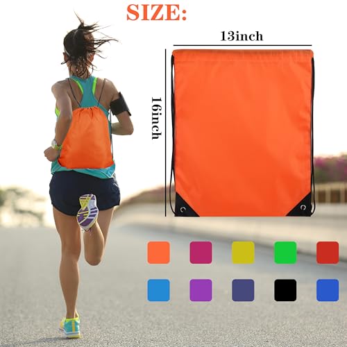 Drawstring Backpack Cinch Tote Bag - 10 Color Options, Lightweight Polyester