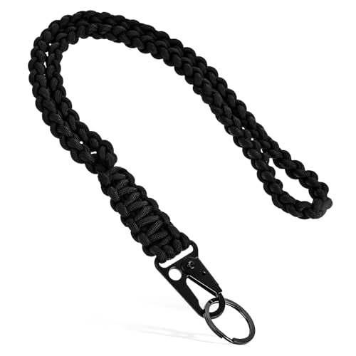 Heavy Duty Paracord Lanyard Keychain - 19.68 Inches Black