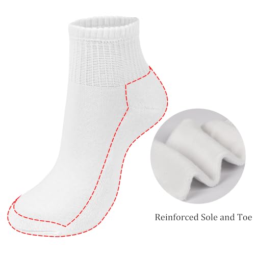 BomKinta Women's Ankle Socks 6 Pairs with Cushioned Sole, Size 9-11, White