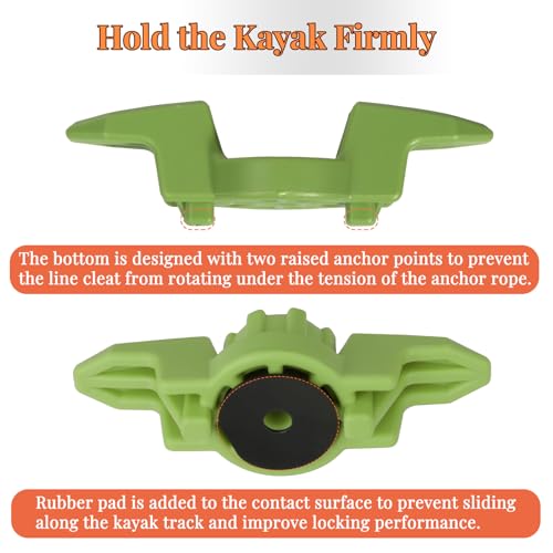 Kayak Track Mount Cleat - Durable Line Cleat for Kayak Rail, Green