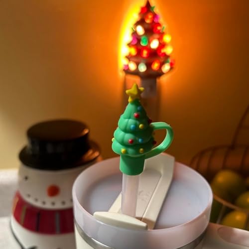 6PCS Christmas Silicone Straw Covers for Stanley Tumblers - 10mm
