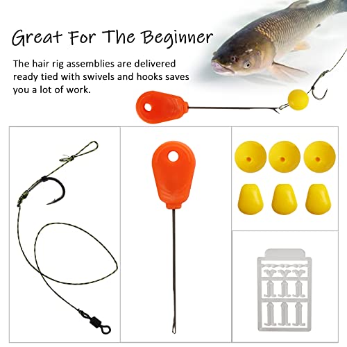 Carp Fishing Hair Rigs Kit with Bait Hooks - Size #6, 41PCS