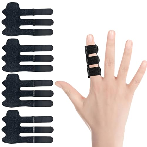 QiiMyyo Finger Splint 4-Pack Universal Trigger Finger Immobilization, Black