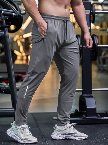 XYXYING Men's Lightweight Stretch Sweatpants with Zippered Pockets - Large Pack (Black, Grey, Blue) - 3 Pack