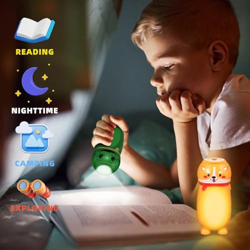 8 Pack Small Mini LED Flashlights for Kids Cute Animal AAA Flashlight Bulk- 2 in 1 Lantern Flashlight - Christmas Gifts Stocking Stuffers for Camping for Girls Boys Toddlers Halloween Gifts