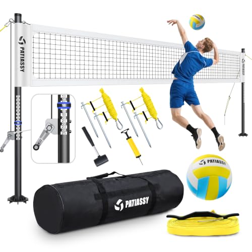 Heavy Duty Volleyball Net Set - Steel Anti-Sag Winch, 32FT, B-White