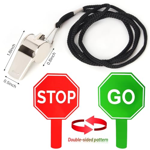 Yewong Adult Crossing Guard Costume Set - Traffic Safety Vest Hand Stop Go Sign Whistle and Gloves for Road Traffic Control Schools Events Costume