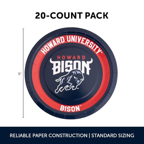 Howard University Bison 20-Count 9-Inch Paper Plates - Officially Licensed