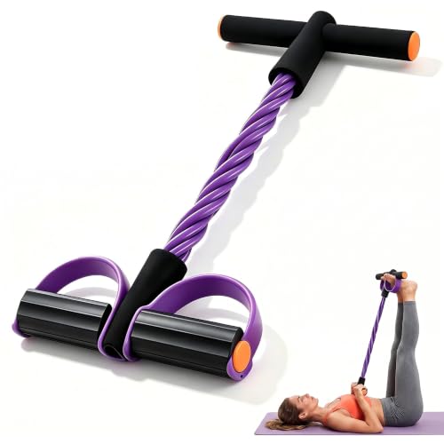 Resistance Band with Handles - 6-Tube Elastic Tension Rope - Purple