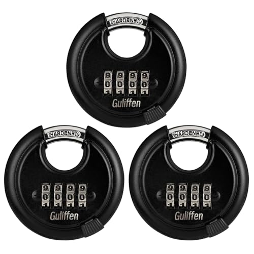 Outdoor Combo Lock for Storage Unit, Weatherproof Disc Lock for Sheds,Gate and Fence, 3 Pack Heavy Duty Discus Pad Locks with Code (3/8-Inch Shackle)¡¦