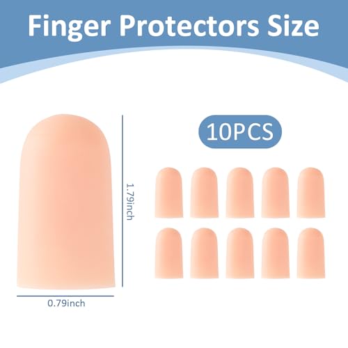 Silicone Finger Protectors - 10PCS Gel Finger Cots for Wounds & Cracked Skin