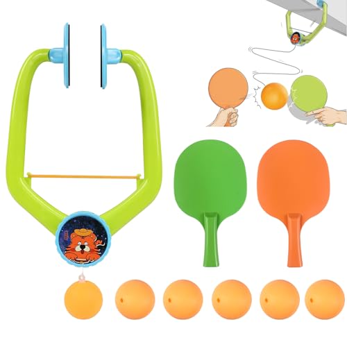 Doorway Ping Pong Trainer Set - Adjustable Indoor Table Tennis Practice Kit with Rackets & Balls