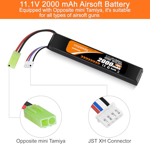11.1V 2000mAh LiPo Airsoft Battery with Mini Tamiya Connector