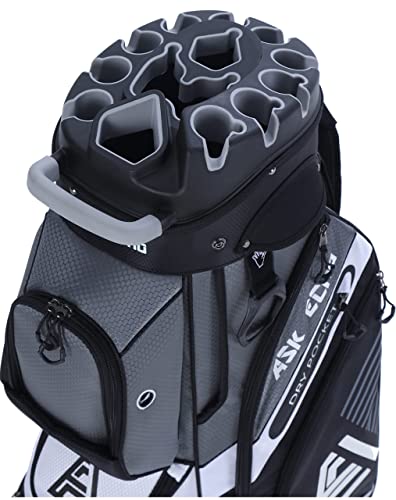 Golf Cart Bag with 14-Way Divider and Cooler - Grey
