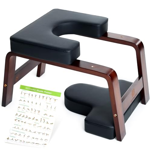 Yoga Headstand Bench - Inversion Chair for Balance Training, Chocolate Black