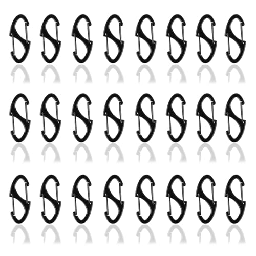 Mini Carabiner Backpack Zipper Locks - 24pcs Black Anti-Theft Clips