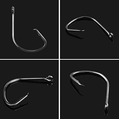 High Carbon Steel Circle Fishing Hooks - #6, 100pcs