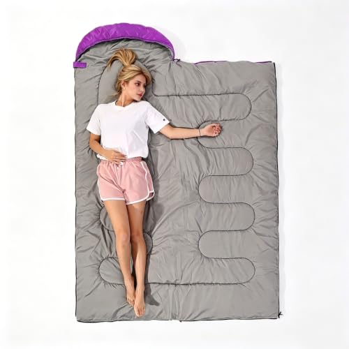 SWTMERRY 3-Season Sleeping Bag for Kids, Teens & Adults — Purple, Lightweight, Waterproof