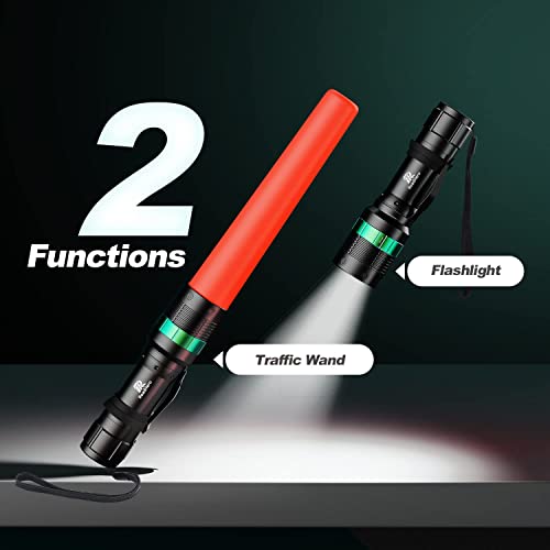 RoadHero 4 Pack Traffic Wand, 11 Inch Flashlight Led Traffic Control Baton, Small Orange Safety Wands, Air Marshaling Wand with 5 Flashing Modes, Night Signal Light for Airport, Parking Directing