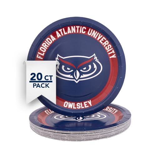 Florida Atlantic University 20-Count 9-Inch Paper Plates - Officially Licensed Tableware for Game Day and Celebrations