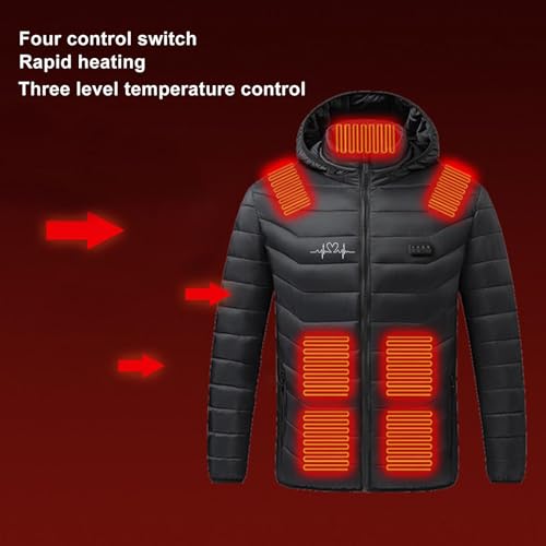 Heated Jacket with 21 Heating Zones - USB Charging Hooded Coat