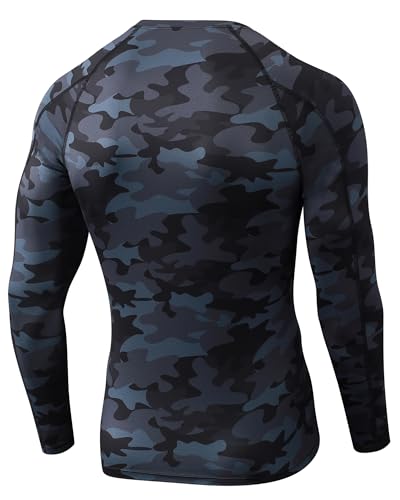 Men's Long Sleeve Compression Shirt Athletic Rash Guard Workout Top Dry Fit Baselayer