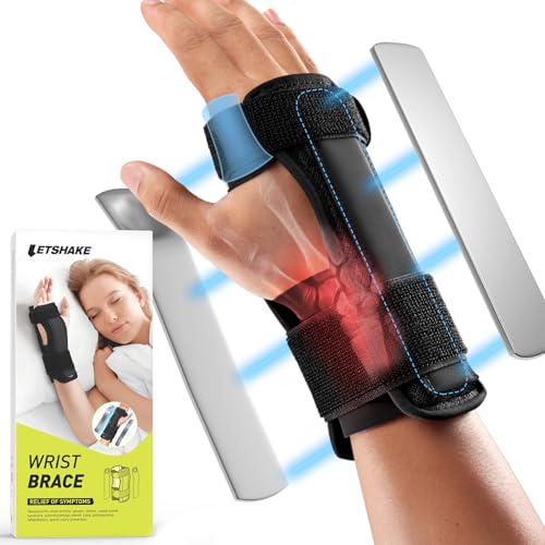 Carpal Tunnel Wrist Brace with Metal Splint - Adjustable Support