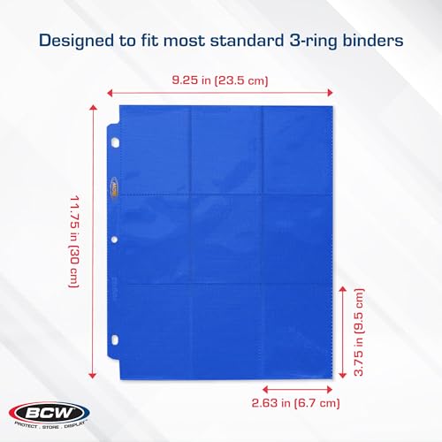 Trading Card Binder Sleeves - 9-Pocket Holder, Blue