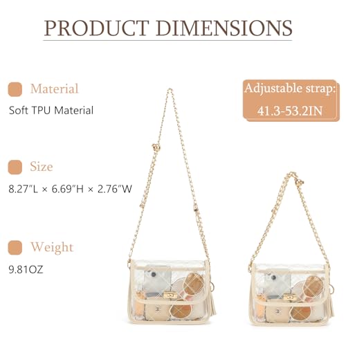 Clear Purse for Women - Stadium Approved Transparent Shoulder Bag - Khaki