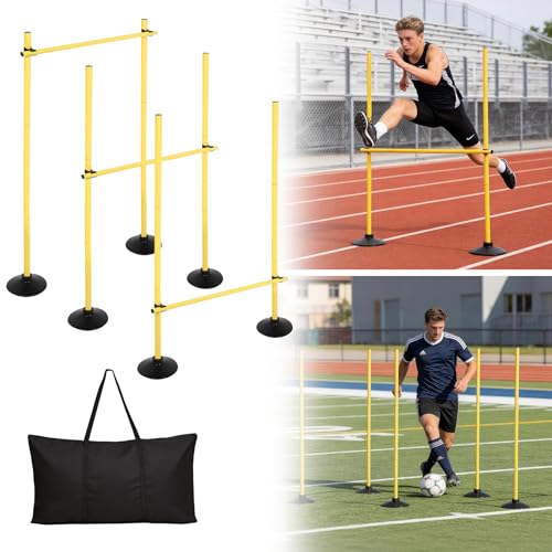 Adjustable Agility Hurdles Set of 3 - Heavy-Duty Training Poles