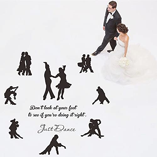 Latin Ballroom Dancers Wall Decal - Removable PVC Sticker with Inspirational Quote - Elegant Dance Wall Art for Studio, Home, or Classroom Decor - Easy to Apply JWH164 (Black)
