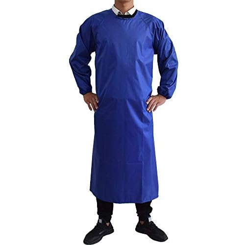 Waterproof Aprons with Long Sleeves, Chemical Resistant Aprons for men MD008Blue