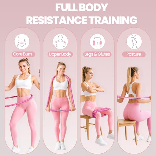 Weighted Hula Hoop for Adults - 2.6lb Portable Exercise Hoop