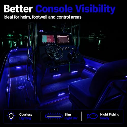Waterproof LED Interior Boat Lights - 4pcs Blue 12V Marine Lights