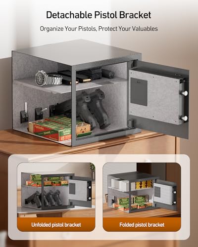 Smart Gun Safe for Multiple Pistols - Biometric Handgun Safe, Black - 0.8 Cubic Feet