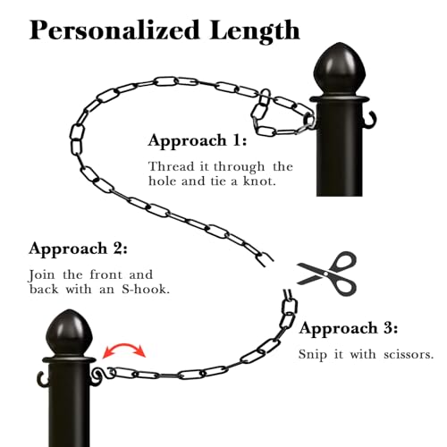 Black Plastic Chain, 100Ft Plastic Chain Links Safety Chains Barrier