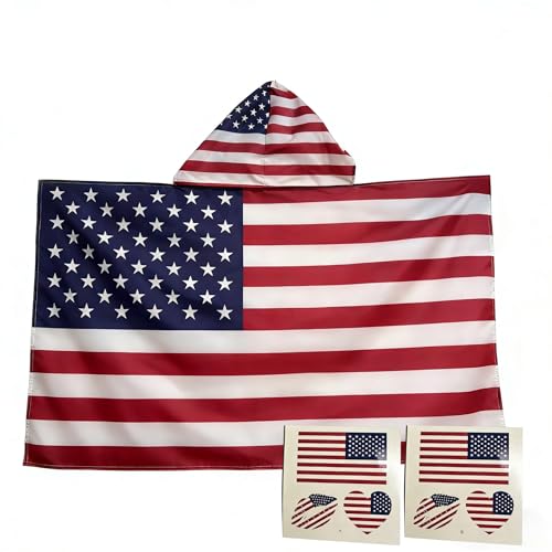 Patriotic Soccer Fan Essentials Kit - American Flag Cape & Waterproof Tattoos - Mixcolor-04